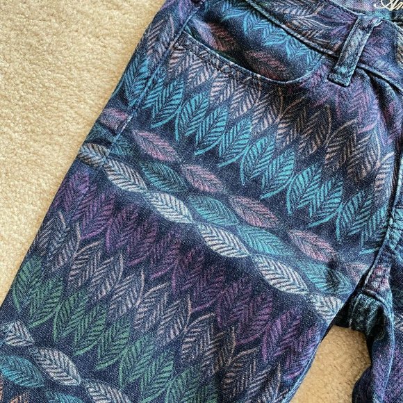 AE Stretch 0 Leaf Patterned Jegging Crop Ankle Jeans Zip Hems - Picture 4 of 10